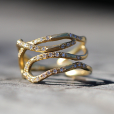 18k Gold Coral Branch Ring with Diamonds Image