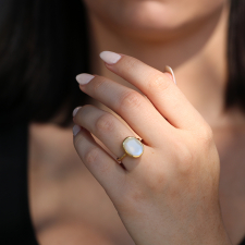 Burmese Moonstone Gold Ring