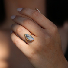 Vertical Boulder Opal Gold Black Stripe Ring Image