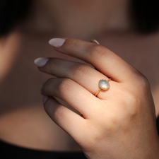 Blue Chalcedony Egg Stacker Gold Ring