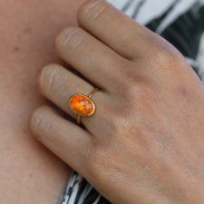 Oval Fire Opal Gold Ring