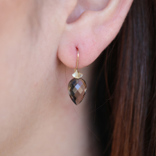 Smoky Quartz Simple Bug Gold Earrings Image