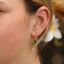 Emerald and Diamond Drop 18k Gold Earrings Image