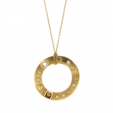 Gold Circle Necklace with Unique Diamonds