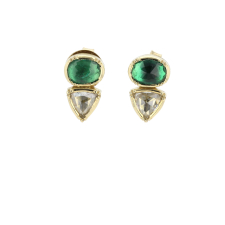 Orbit Emerald Diamond Pyramid Earrings