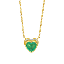Emerald Heart Diamond Halo Necklace