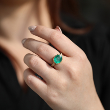 Emerald Orbit 18k Gold Oval Ring