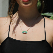 Diamond Hexagon Halo Enamel Ombre Necklace Image