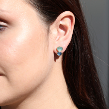 Double Orbit Blue Sapphire Aquamarine Stud Earrings