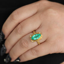 Gold Marquise Emerald Diamond Ring Image