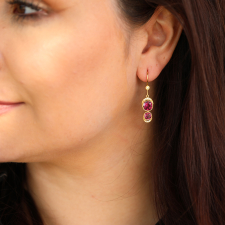 Double Orbit Halo Rhodolite Earrings Image