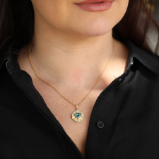 Talisman Heart Tourmaline Diamond Engraved  Necklace Image