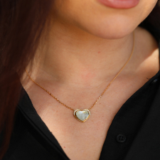 Aquamarine Heart and Diamond Halo Gold Necklace Image