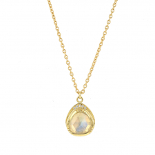 Orbit Halo Moonstone 18k Gold Necklace