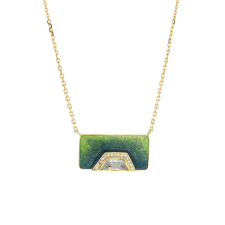Diamond Hexagon Halo Enamel Ombre Necklace Image