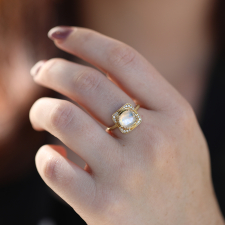 Rainbow Moonstone Orbit Halo Ring Image