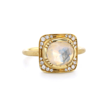 Rainbow Moonstone Orbit Halo Ring