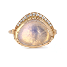 Rainbow Moonstone 18k Rose Gold Diamond Orbit Ring