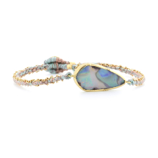 Hand Woven Opal Ellipse Silk Gold Bracelet