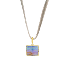 Monet Landscape Boulder Opal Velvet Necklace