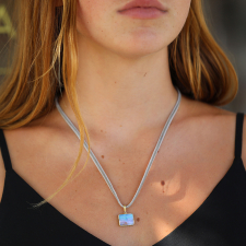 Monet Landscape Boulder Opal Velvet Necklace Image