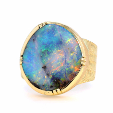 Boulder Opal Ellipse Engraved Ring Image