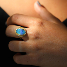 Boulder Opal Seascape Diamond Halo Ring Image