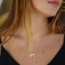Pink Sapphire Sun Ray Necklace Image
