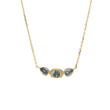 Triple Sapphire Diamond Halo Necklace