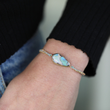 Hand Woven Opal Ellipse Silk Gold Bracelet