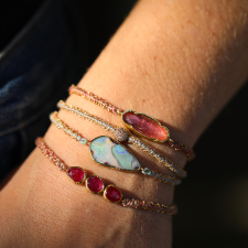 Hand Woven Silk and 14k Gold Diamond Globe Bracelet Image