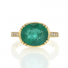 Emerald Orbit 18k Gold Oval Ring Image