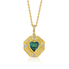 Talisman Heart Tourmaline Diamond Engraved  Necklace