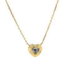 Engraved Heart Rustic Diamond 18k Necklace