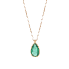 Teardrop 18k Rose Gold Emerald Necklace