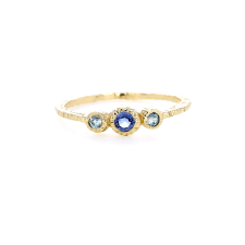 Triple Blue Sapphire and Aquamarine 14k Gold Ring Image
