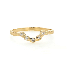 Curved Five Diamond Gold Ring