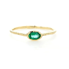Textured Oval Emerald 14k Gold Ring Image