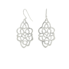 Long Silver Lace Hanging Earrings