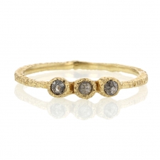 Triple Greyish Brown Diamond Yellow Gold Ring