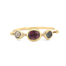 Garnet, Blue Sapphire and Diamond Simple Ring