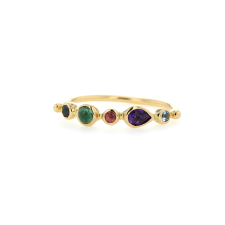 Blue Topaz, Amethyst, Sapphire and Tourmaline Simple Ring Image