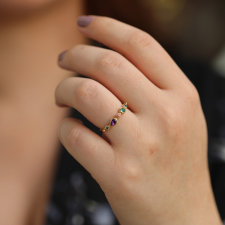 Blue Topaz, Amethyst, Sapphire and Tourmaline Simple Ring Image