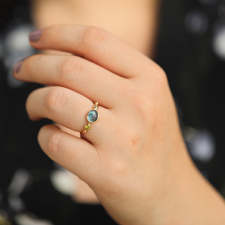Blue Tourmaline, Chrysoberyl and Diamond Simple Ring Image