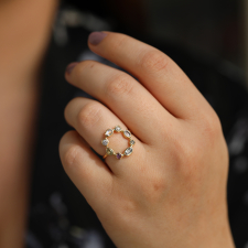Sapphire, Moonstone, Ruby and Diamond Circle Ring Image