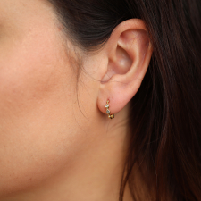 Moonstone and Diamond Small Hoops Image