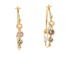 Light Pink Sapphire, Sea Pearls and Diamond Hoop Earrings Image