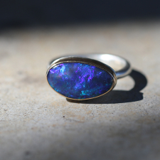 Smooth Asymmetrical Black Jelly Opal Ring Image