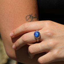 Small Australian Black Opal Ring Image