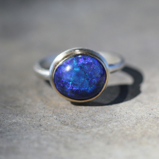 Small Australian Black Opal Ring Image